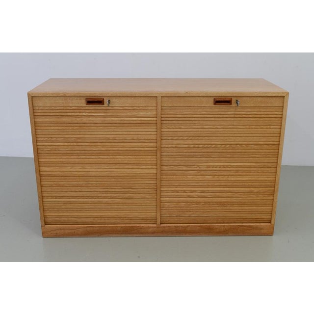 Danish Double Tambour Cabinet in Oak and Teak from Næstved Møbelfabrik, 1960s For Sale - Image 18 of 18