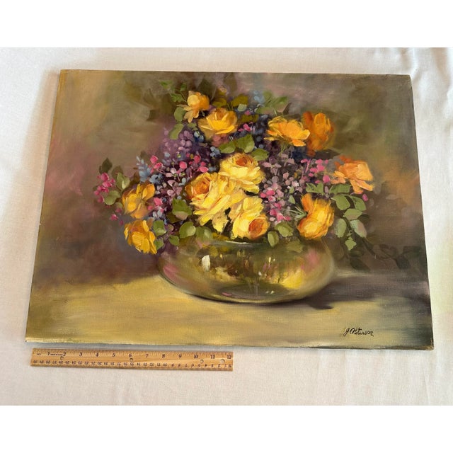 French French Impressionist Floral Still Life Original Oil Painting on Canvas For Sale - Image 3 of 10