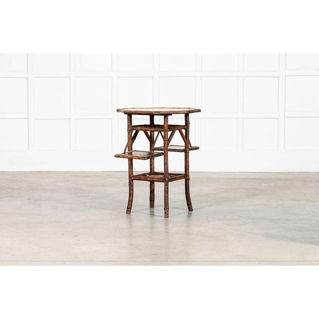English Octagonal Lacquered Bamboo Side Table, 1880s For Sale - Image 9 of 14
