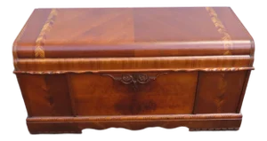 Roos Art Deco Waterfall Inlay Cedar Chest Blanket Trunk 6396