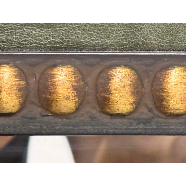 French Art Deco Leather + Nailhead Framed Wall Mirror For Sale - Image 11 of 12