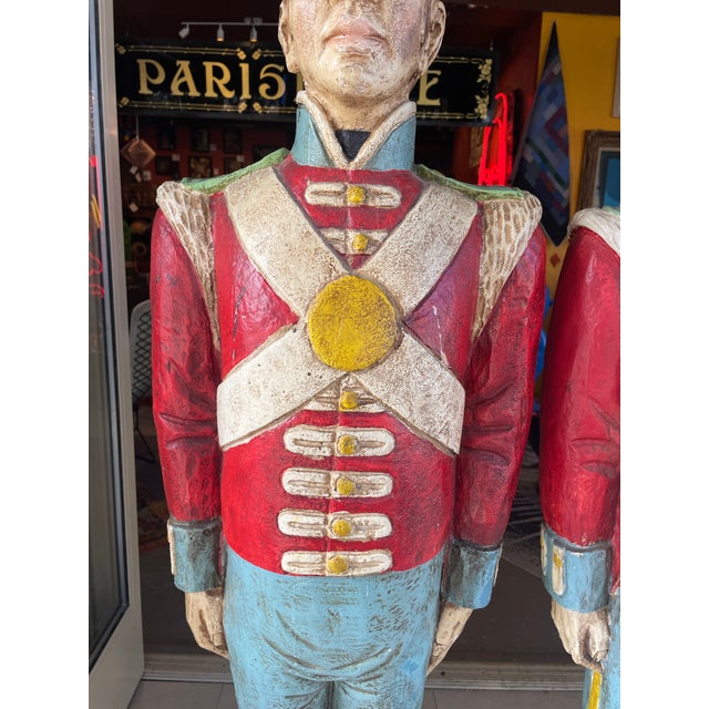 1950s Pair of British Royal Guards Polychrome Statues For Sale - Image 11 of 13