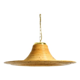 Large Italian Bright Bamboo Pendant Lamp from Vivai Del Sud, 1970s For Sale