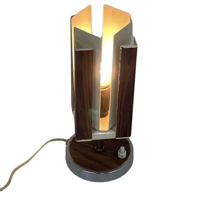 Philips Mid-Century Modern Table Lamp with Wood Veneer & Rotatable Interior from Philips For Sale - Image 4 of 7