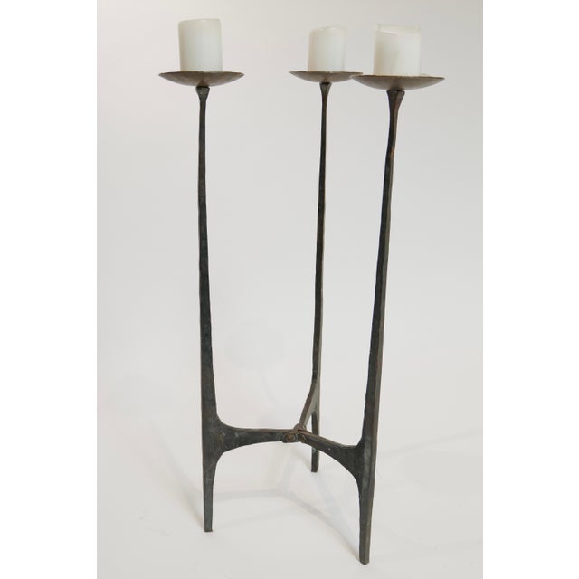 32-Inch Tall Bronze Brutalist Candle Holder, Mid-20th Century For Sale - Image 10 of 16
