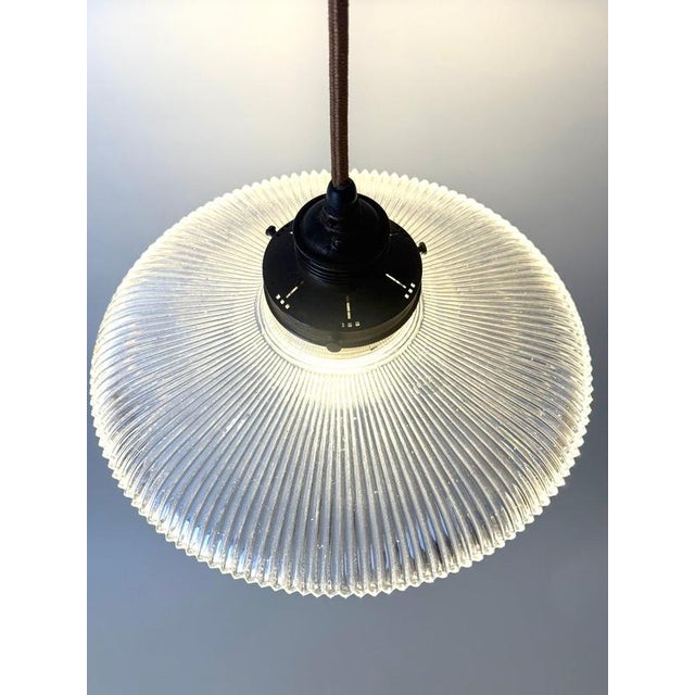 Holophane Art Nouveau Prismatic Glass Pendant Light from Holophane, Germany, 1910 For Sale - Image 4 of 17