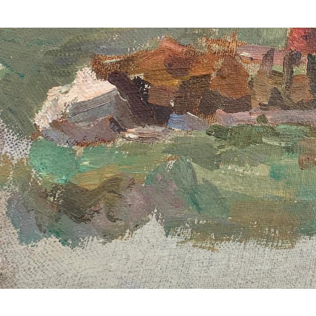 1960s Vintage Ukrainian Impressionist Oil Painting, Rural Landscape, 1960s 16-20 For Sale - Image 5 of 6