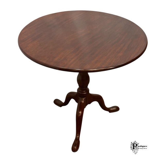 Vintage Traditional Chippendale Style Mahogany Tilt Too Accent Table For Sale - Image 9 of 10