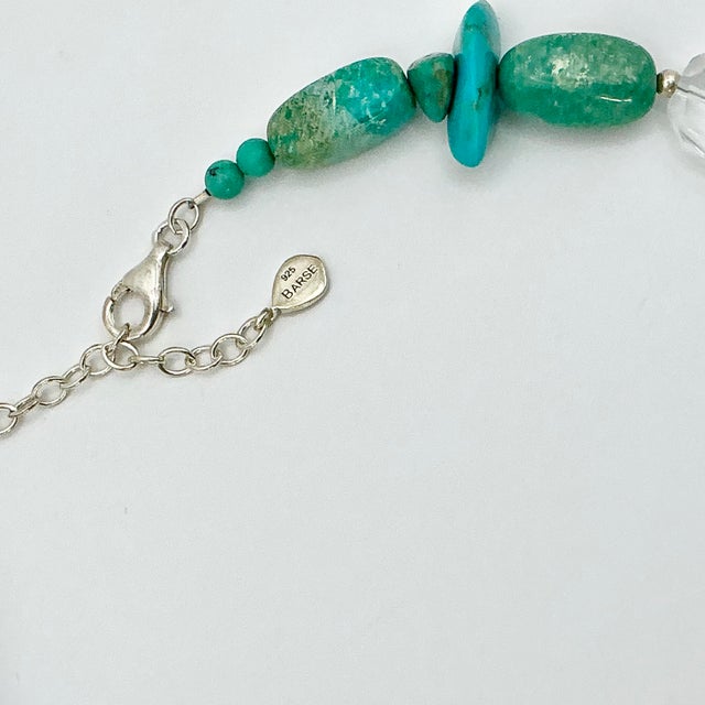 1990s Vintage Southwestern Navajo Barse Sterling, Faux Turquoise Nugget & Lucite Beaded Necklace - 16” For Sale - Image 11 of 13
