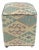 Rustic Beige/Teal Handmade Kilim Upholstered Ottoman For Sale
