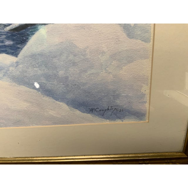 Wood 1980’s Winter Scene Watercolor by Charles McCaughtry For Sale - Image 7 of 12