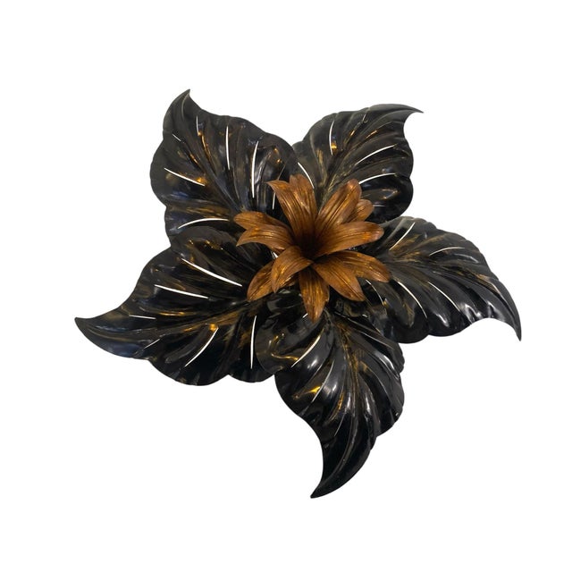 Metal Vuntage Black Flower Wall Light, 1960s For Sale - Image 7 of 7