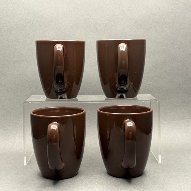 Mid 20th Century Vintage Corelle Stoneware Chocolate Brown Coffee Mugs - Set of 4 For Sale - Image 5 of 11