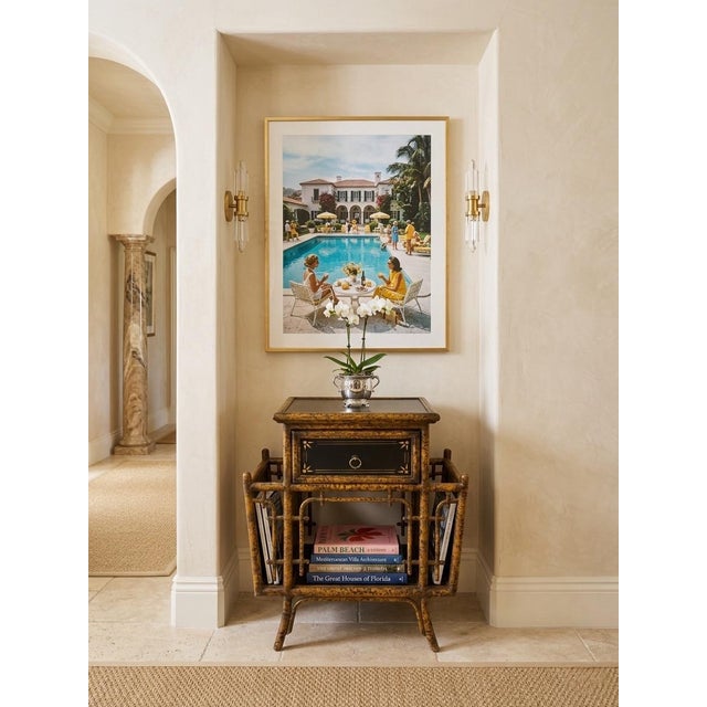 1980s Chinoiserie Tortoise Faux-Bamboo Side Table & Magazine Rack For Sale - Image 10 of 12