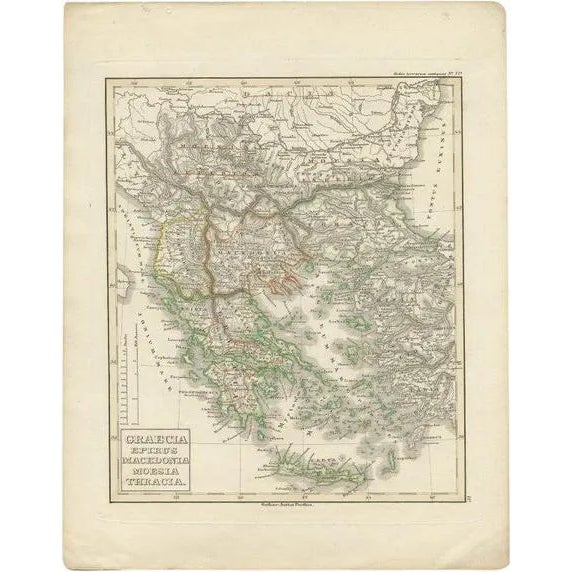 Antique Map of Greece and Macedonia, 1848 For Sale