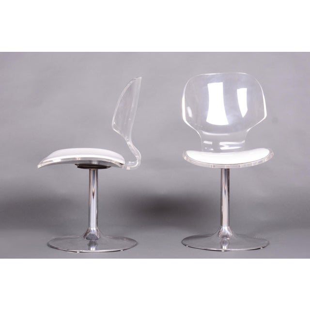 1960s Mid-Century Modern Chairs in Chromed Steel and Acrylic Glass, Czech, 1960s, Set of 2 For Sale - Image 5 of 9