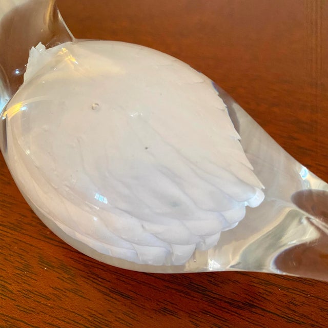 Mid-Century Modern Vintage Glass Swan Figurine Paperweight Fm Konstglas Signed Ronneby Sweden For Sale - Image 3 of 6