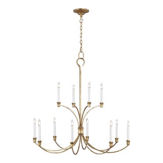 Chapman & Myers by Visual Comfort Studio Westerly Large Chandelier, Gold For Sale