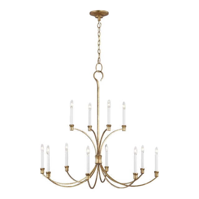 Chapman & Myers by Visual Comfort Studio Westerly Large Chandelier, Gold For Sale