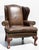 English Vintage Ethan Allen Leather Wingback Armchair With Carved Claw Feet For Sale - Image 3 of 12