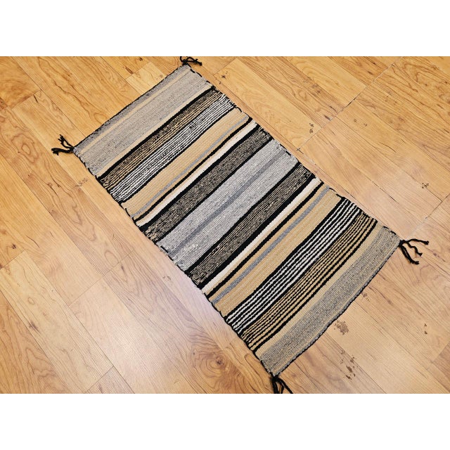 Vintage Native American Navajo Rug, Banded Stripes Pattern, Southwest Tribal Art, 2x3 For Sale - Image 4 of 15