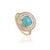 Art Deco Revival 1.52ct Round Turquoise & Diamond Halo Ring Size 4 in 14k Yellow Gold For Sale - Image 4 of 17