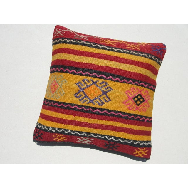 Kilim Rug Pillow Made from old turkish kilims Back side cotton and has closed with a solid hidden zipper size:16" x 16" It...