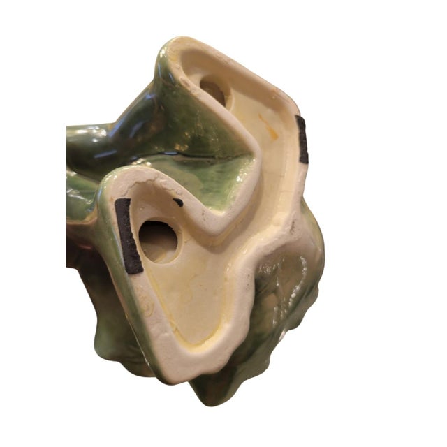 Fitz and Floyd Vintage Green Whimsical Frog Lily Pad Dish Catchall Statue Tray For Sale - Image 4 of 7