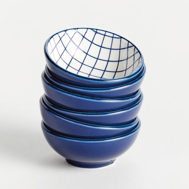 Modern Stria Grid Dip Bowls, Set Of 6 For Sale - Image 3 of 8