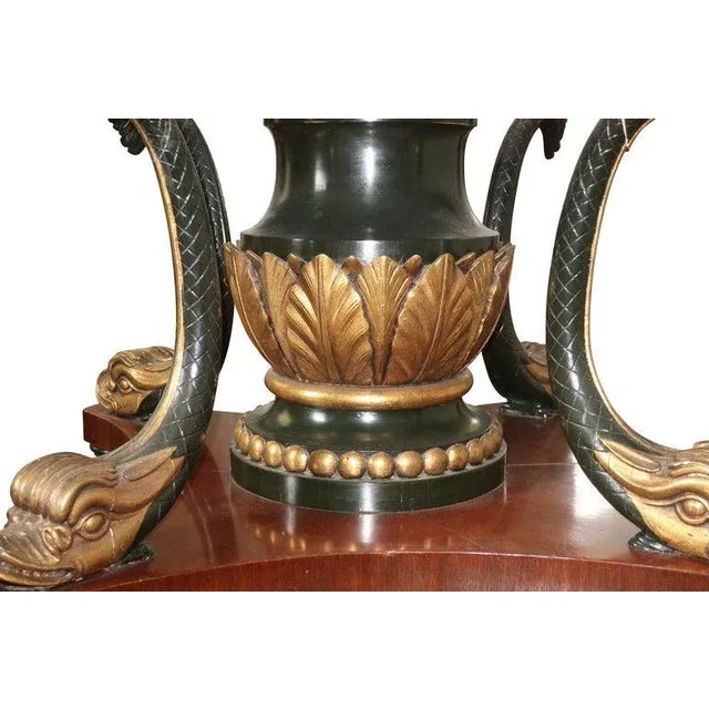Neoclassical 19th Century Mahogany Center Table with Finely Carved Gilt Dolphin Base For Sale - Image 3 of 6
