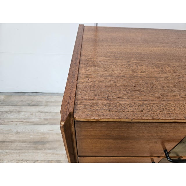 1960s Vintage Walnut Chest of Drawers with Iron and Brass Details, 1960 For Sale - Image 5 of 18