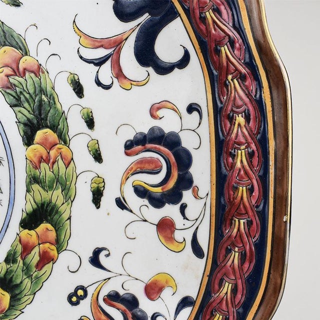 Decorative Round Ceramic Traditional Portuguese Style Platter For Sale - Image 4 of 8