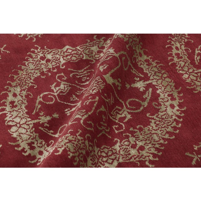 Red Rug & Kilim’s European Style Rug in Red With Floral Medallions “Catana” For Sale - Image 8 of 9