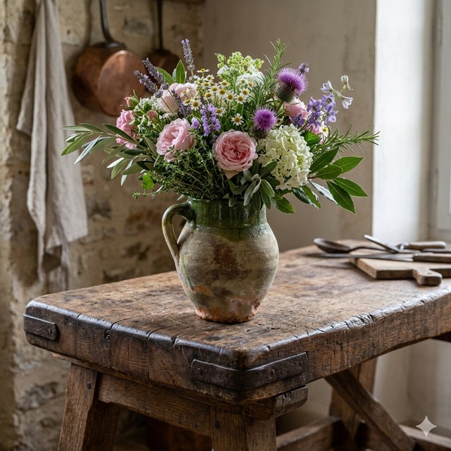 Lovely 19th-Century hand thrown confit pot with single handle from Provence, France. This utilitarian pottery piece was...