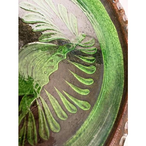 1960s Green Glazed Terracotta Plate, France, 1960s For Sale - Image 5 of 9