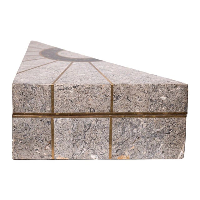 Contemporary Maitland Smith Tesselated Stone Triangle Box For Sale - Image 3 of 8