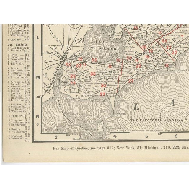Black Antique Map of Ontario with Toronto and Ottawa Insets by Ran McNally, 1899 For Sale - Image 8 of 12