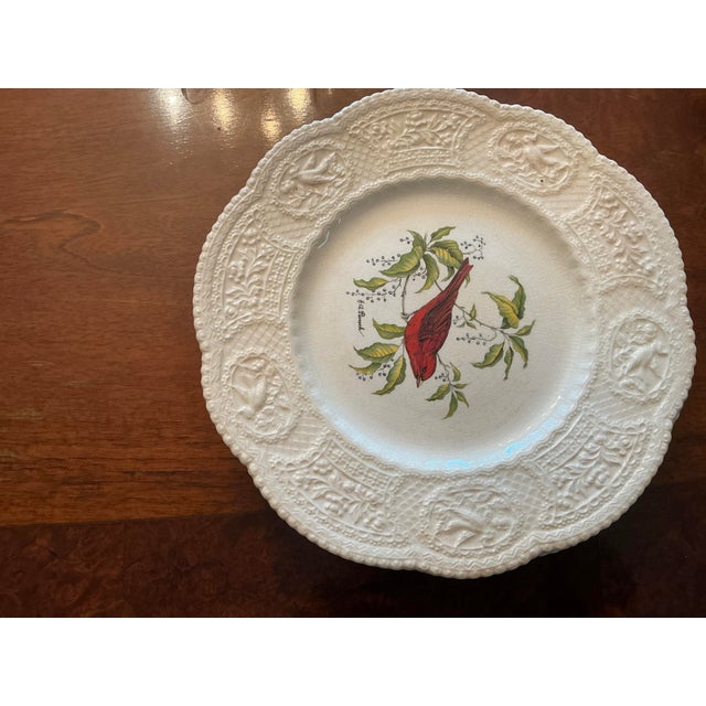English Set of 8 Royal Cauldon Dinner Plates “Aviary” Pattern Bristol Ironstone For Sale - Image 3 of 9