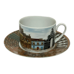 Late 20th Century Cup and Saucer - Rosenthal Designed by Fornacetti - Citta d'Italia - Catania