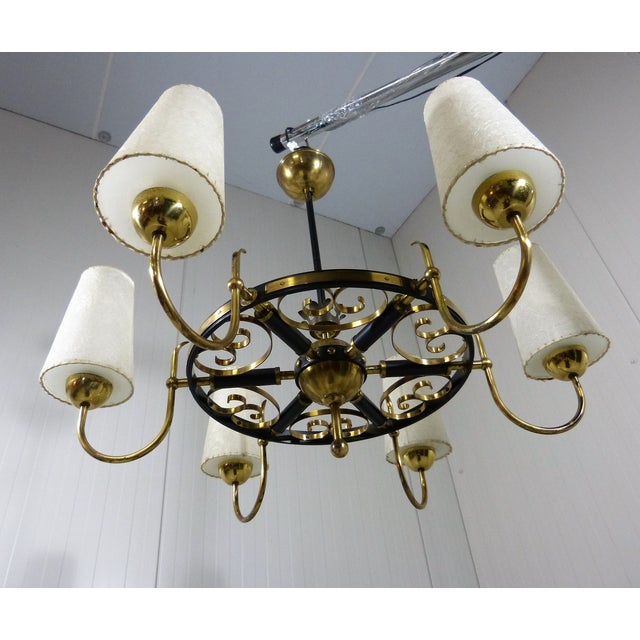 Finnish Brass Chandelier with Polyester Shades and Glass Diffusers, 1950s For Sale - Image 13 of 18