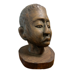 Late 19th Century Vintage African Wooden Hand Carved Boy Bust Statue