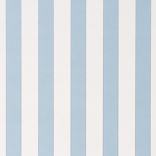 Traditional Schumacher Louise Stripe Wallcovering In Blue For Sale - Image 3 of 6