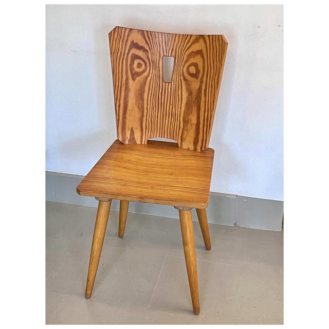 Brown Set of Vintage Brutalist Pine Dining Chairs, in the style of Goran Malmvall, 1960s For Sale - Image 8 of 18
