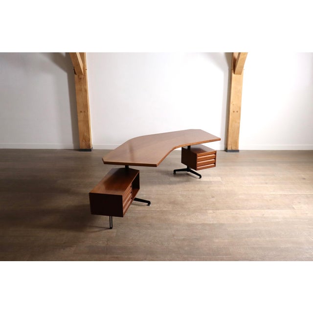Mid-Century Modern T96 Boomerang Desk by Osvaldo Borsani for Tecno, Italy, 1956 For Sale - Image 3 of 17