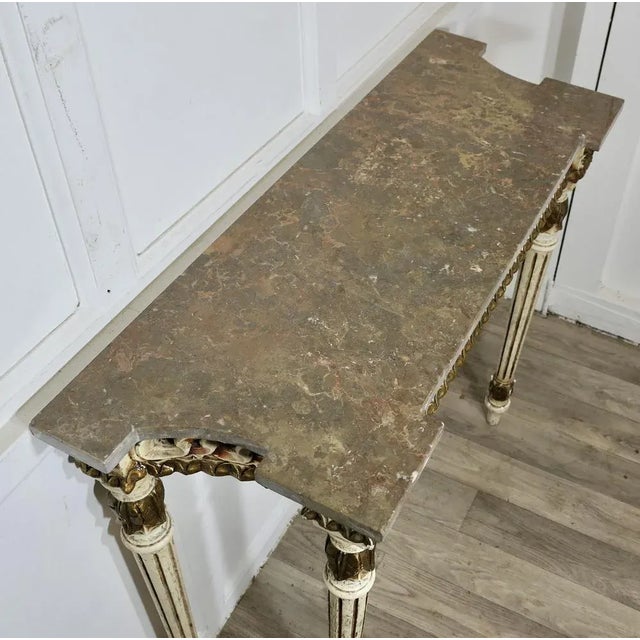 French Style Carved and Painted Console Table For Sale - Image 6 of 7