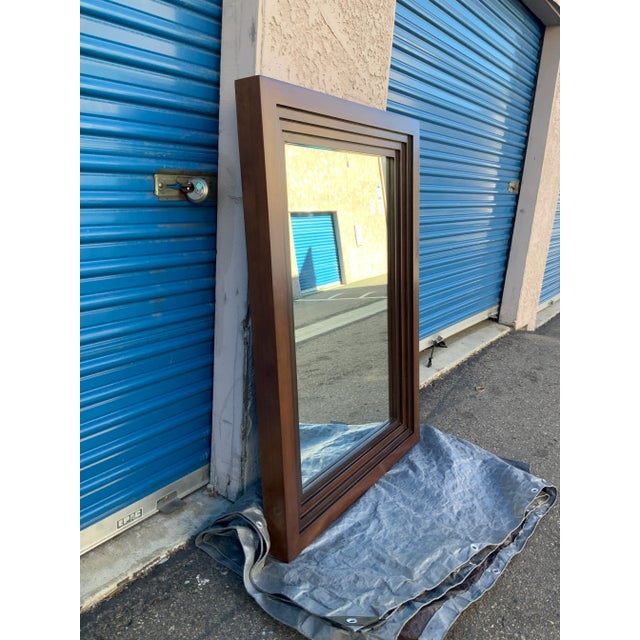 Modern Mirror With Walnut Finish For Sale - Image 11 of 11