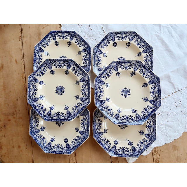 19th Century Ironstone Soup Plates with Rouen Pattern from Longchamp, Set of 6 For Sale - Image 11 of 11