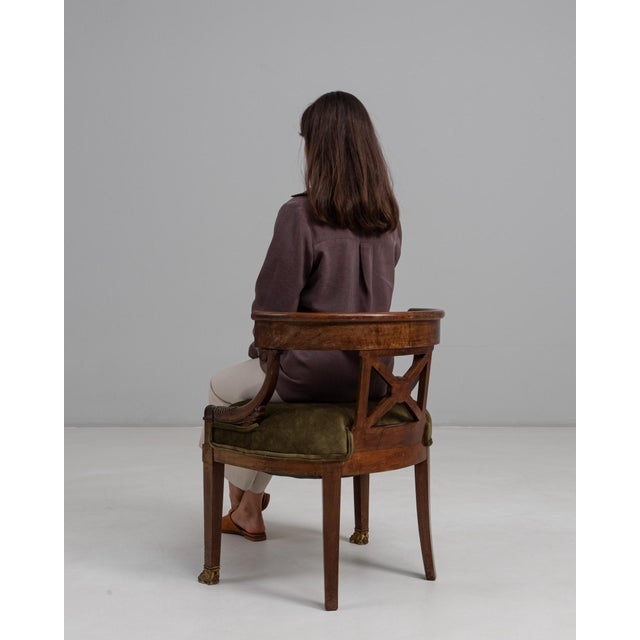 19th Century 19th Century French Empire Style Tub Chair In Original Patina For Sale - Image 5 of 18