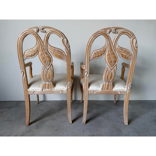 Traditional Vintage Regency Faux Bois Palm Dining Chairs – A Pair For Sale - Image 3 of 12