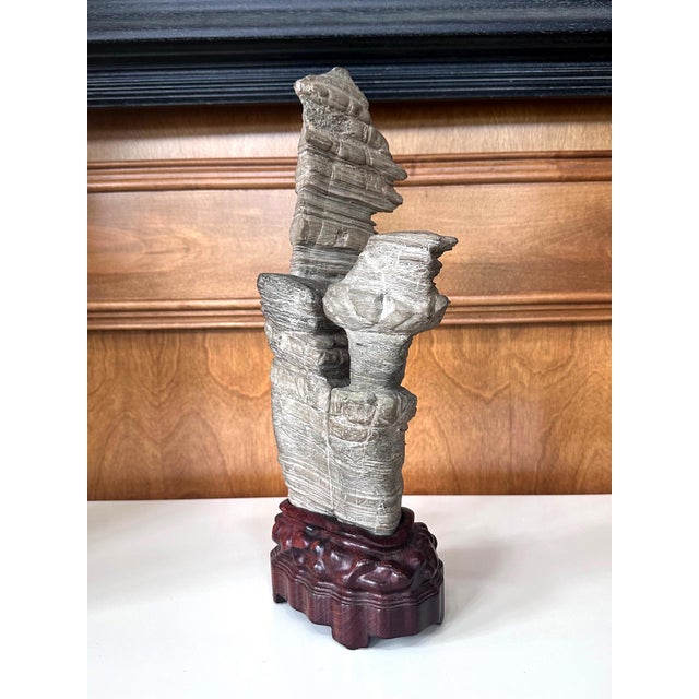19th Century Chinese Scholar Stone Wuling Rock on Stand For Sale - Image 5 of 14